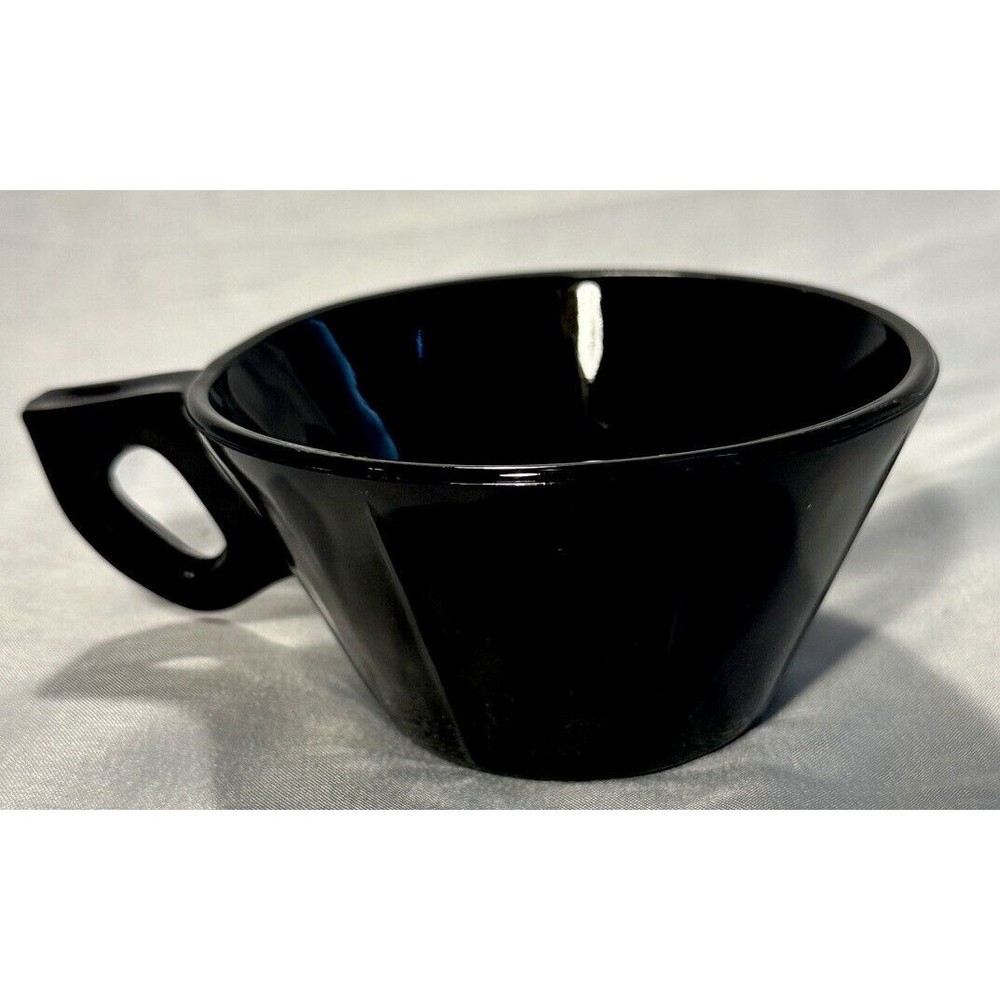 Vintage US Glass Company Scroll Black Amethyst glass teacup